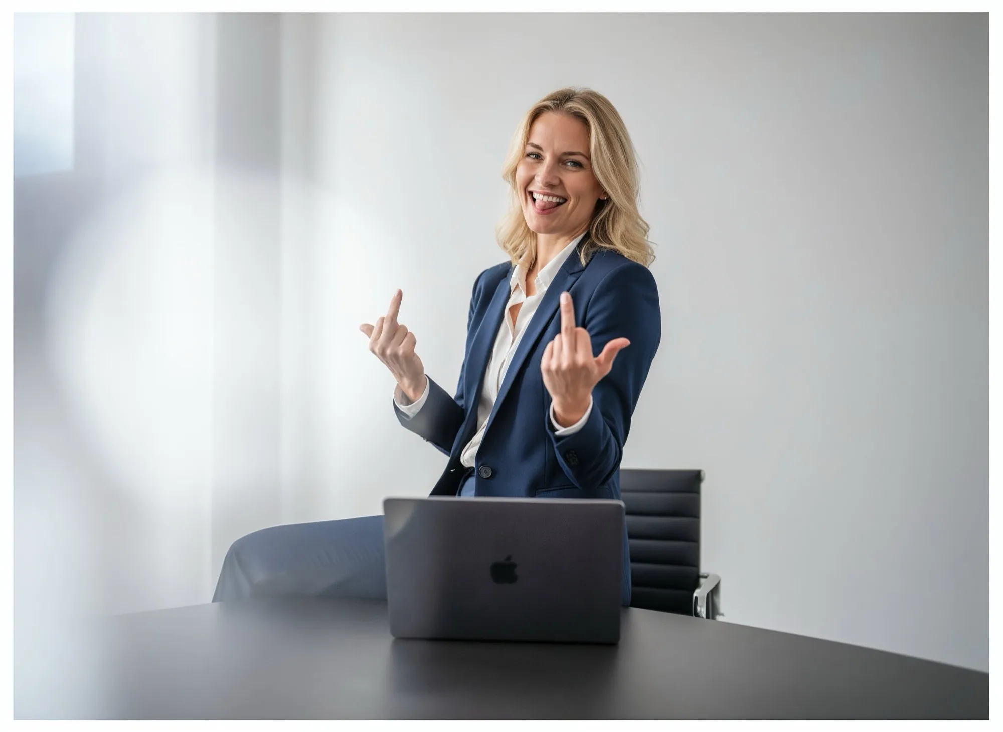 Businessporträt einer lachenden Geschäftsfrau