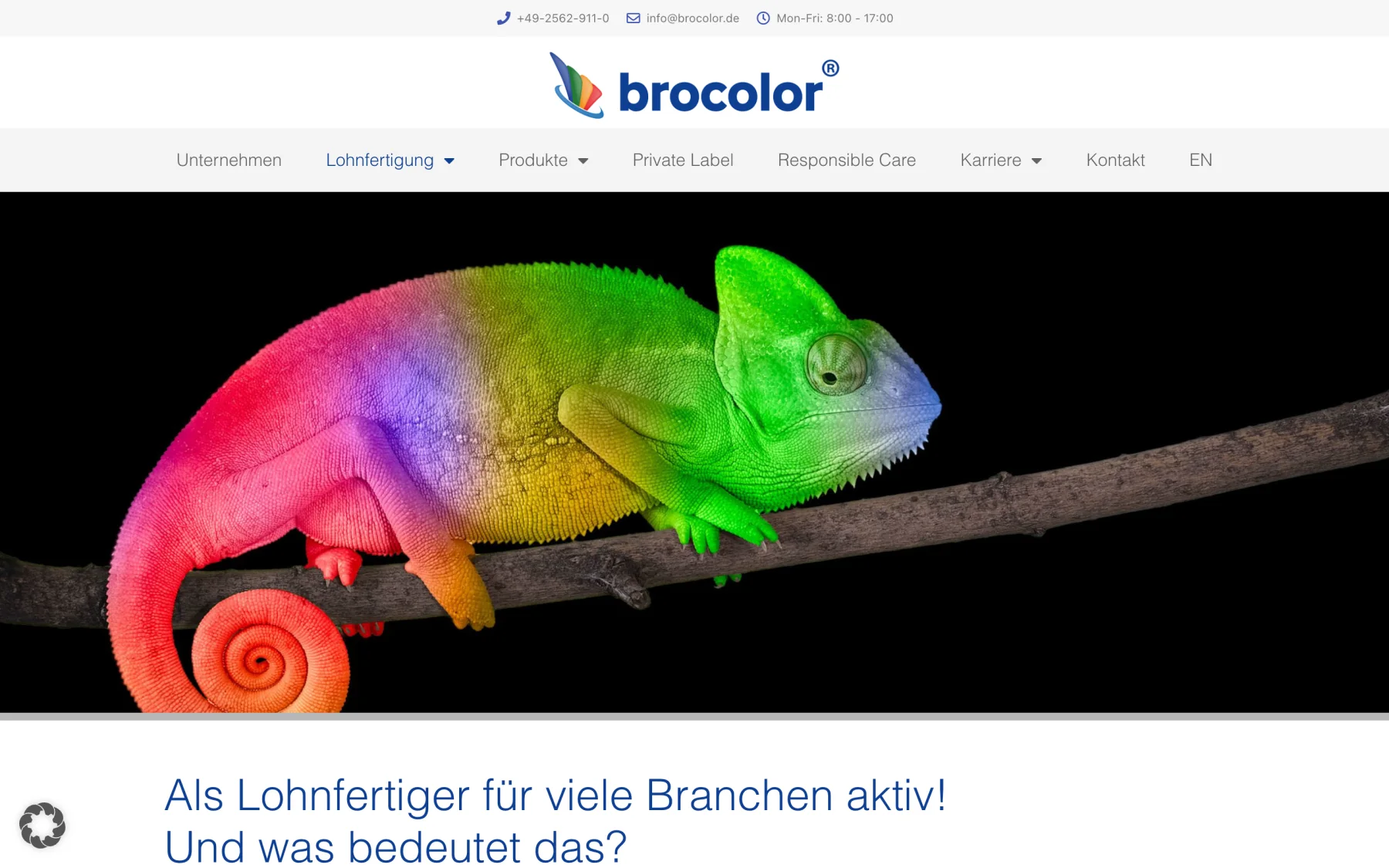 Website brocolor Lackfabrik – Lohnfertigung, Webdesign von tenfield. mediendesign