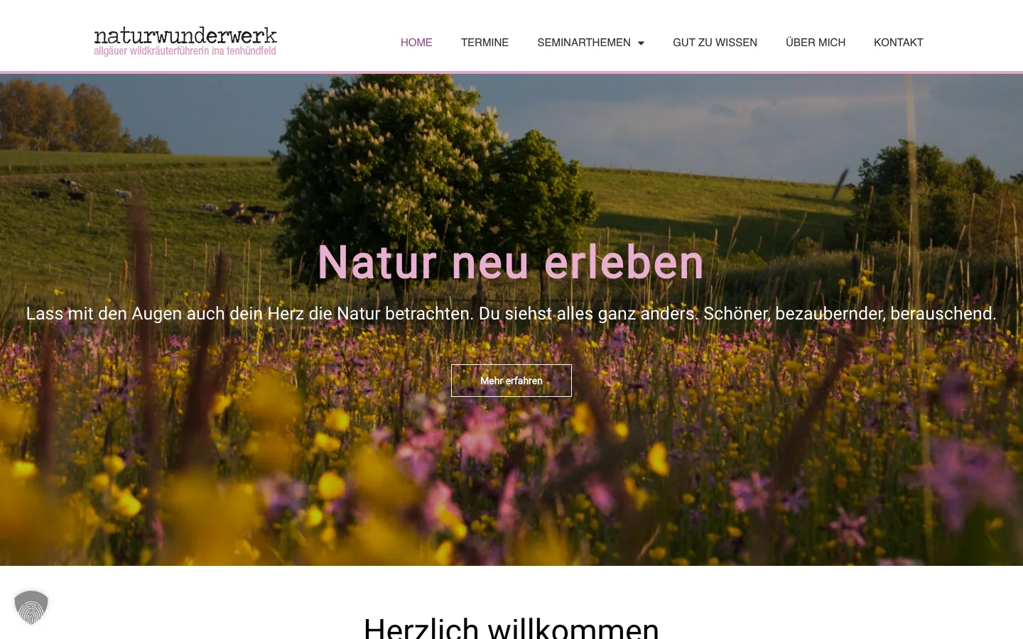 Website naturwunderwerk – Naturerlebnisse im Allgäu, Webdesign von tenfield. mediendesign