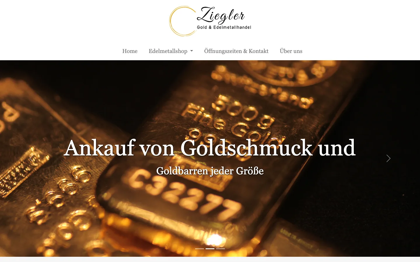 Website Ziegler Gold & Edelmetallhandel – Webdesign von tenfield. mediendesign